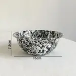 Enamel Splash Ink Print Plate Bowl Dinner Set tag1