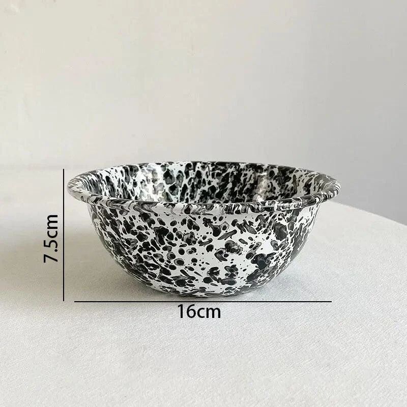Enamel Splash Ink Print Plate + Bowl Dinner Set -  - #tag1#