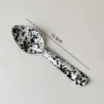 Enamel Splash Ink Print Plate Bowl Dinner Set tag1