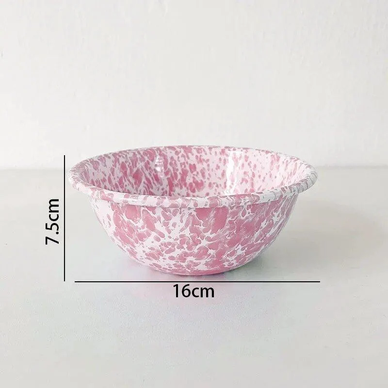 Enamel Splash Ink Print Plate + Bowl Dinner Set -  - #tag1#