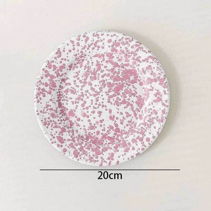 Enamel Splash Ink Print Plate + Bowl Dinner Set -  - #tag1#
