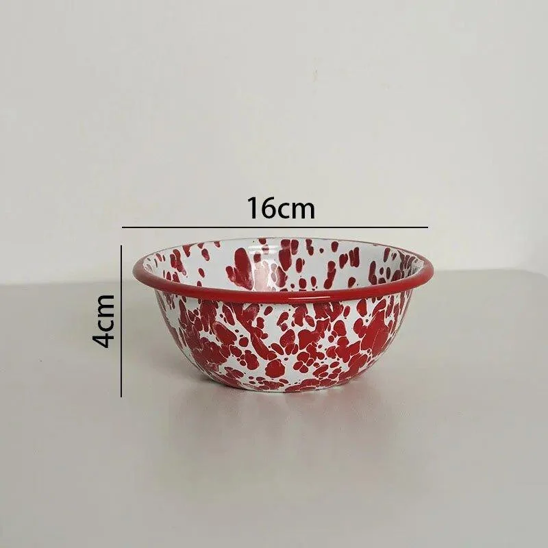Enamel Splash Ink Print Plate + Bowl Dinner Set -  - #tag1#