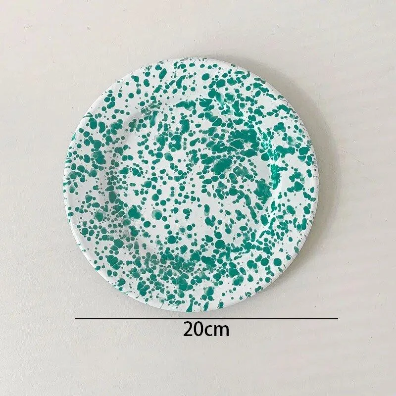 Enamel Splash Ink Print Plate + Bowl Dinner Set -  - #tag1#