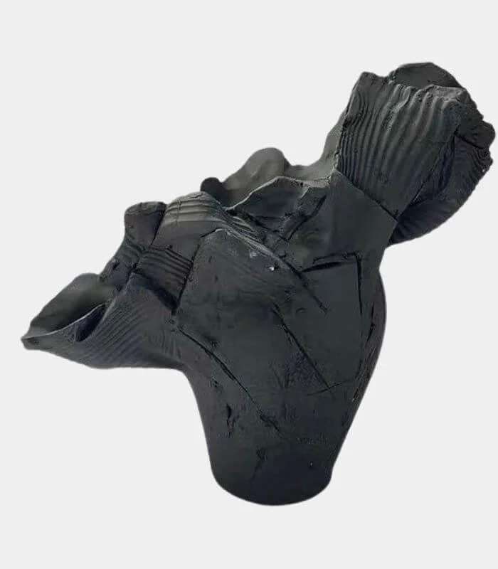 Enigmatic Obsidian Sculptural Vase - Handcrafted Modern Art Décor (44cm) -  - #tag1#