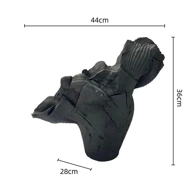 Enigmatic Obsidian Sculptural Vase - Handcrafted Modern Art Décor (44cm) -  - #tag1#