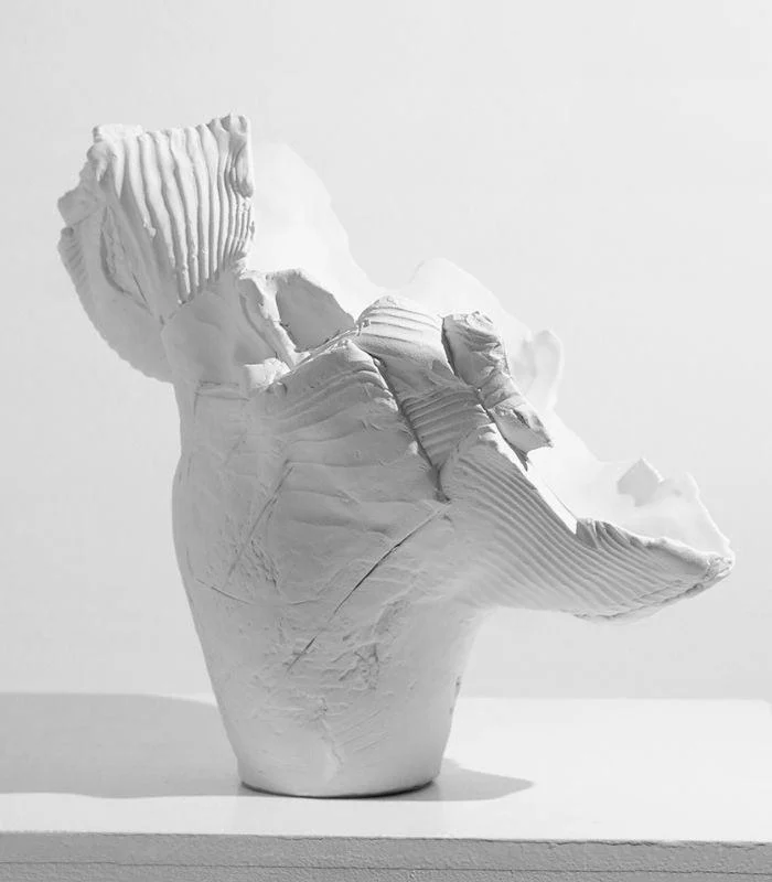 Enigmatic White Sculptural Vase - Handcrafted Modern Art Décor (44cm) -  - #tag1#