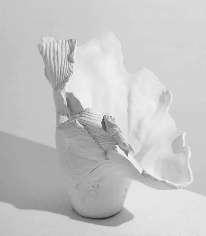 Enigmatic White Sculptural Vase - Handcrafted Modern Art Décor (44cm) -  - #tag1#