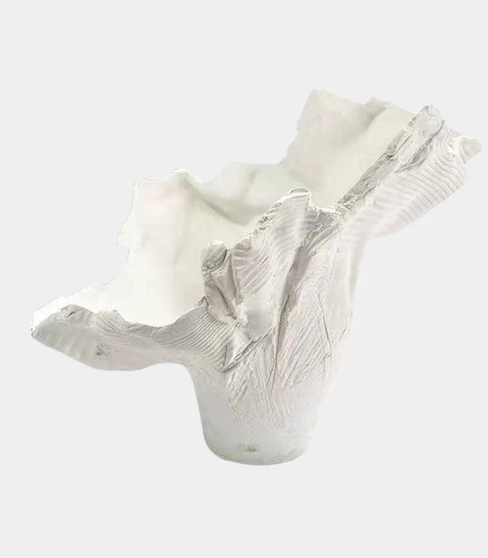 Enigmatic White Sculptural Vase - Handcrafted Modern Art Décor (44cm) -  - #tag1#