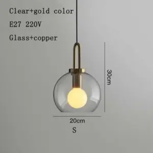 Europe Lighting Led Pendant Smoke Grey Glass Hanging Lamp Bedroom