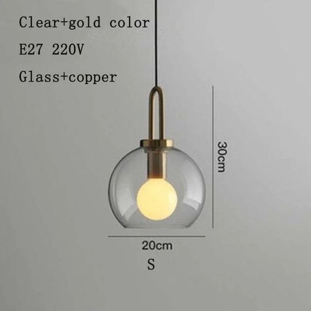 Europe Lighting Led Pendant Smoke Grey Glass Hanging Lamp Bedroom - 