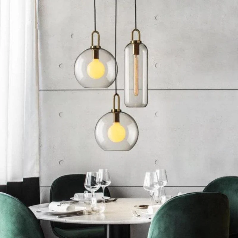 Europe Lighting Led Pendant Smoke Grey Glass Hanging Lamp Bedroom -