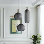 Europe Lighting Led Pendant Smoke Grey Glass Hanging Lamp Bedroom