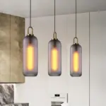 Europe Lighting Led Pendant Smoke Grey Glass Hanging Lamp Bedroom