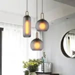 Europe Lighting Led Pendant Smoke Grey Glass Hanging Lamp Bedroom