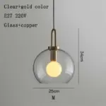 Europe Lighting Led Pendant Smoke Grey Glass Hanging Lamp Bedroom