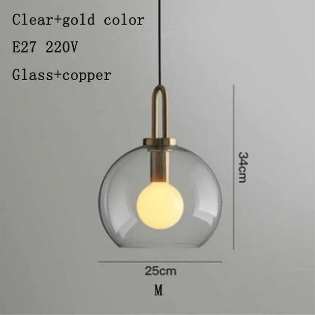 Europe Lighting Led Pendant Smoke Grey Glass Hanging Lamp Bedroom -