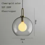Europe Lighting Led Pendant Smoke Grey Glass Hanging Lamp Bedroom