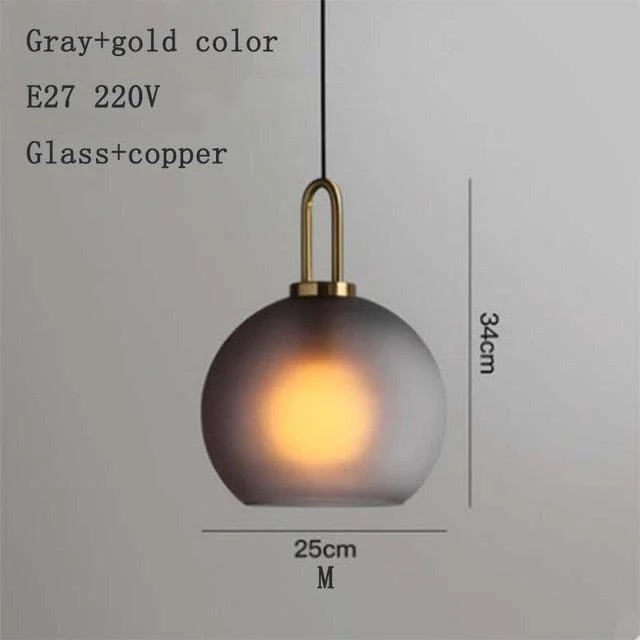 Europe Lighting Led Pendant Smoke Grey Glass Hanging Lamp Bedroom -