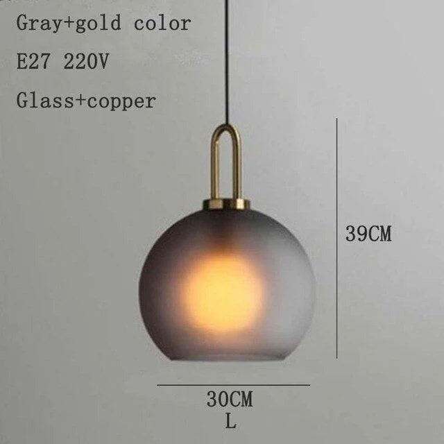 Europe Lighting Led Pendant Smoke Grey Glass Hanging Lamp Bedroom -