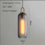 Europe Lighting Led Pendant Smoke Grey Glass Hanging Lamp Bedroom