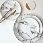 European 8inch 10inch 1 set American style Gilt edged marble golden dinner plate Steak dish dessert