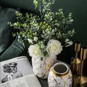 European Gilded Ceramic Vase Marble Pattern Countertop Living Room Furnishings Flower Arrangement Fresh Flowers Hydroponic Vase 9afc43c8 D310 43eb Aa77 8ab2418f4dce