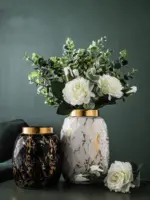 European Gilded Ceramic Vase Marble Pattern Countertop Living Room Furnishings Flower Arrangement Fresh Flowers Hydroponic Vase a353ccbc f2ef 45f2 9b20 bc24df1e351d