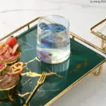 European Style Marble Storage Tray Luxury Ceramic Dessert Table with Metal Shelf Tea Cup Food Jewelry 09f15dff 88f4 42d8 8469 904e68b5d41f