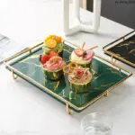 European Style Marble Storage Tray Luxury Ceramic Dessert Table with Metal Shelf Tea Cup Food Jewelry 19b3df18 e783 4aaf 99f5 a451b01ccb9b