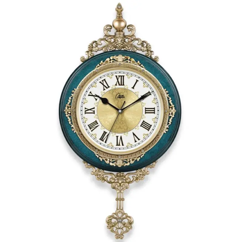 European Style Retro Wall Clock Watch Living Room Mute Pendulum Clock Elegant Taste Family Gift Art