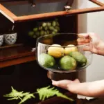 European Glass and Wooden Fruit Bowl