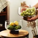 European Glass and Wooden Fruit Bowl