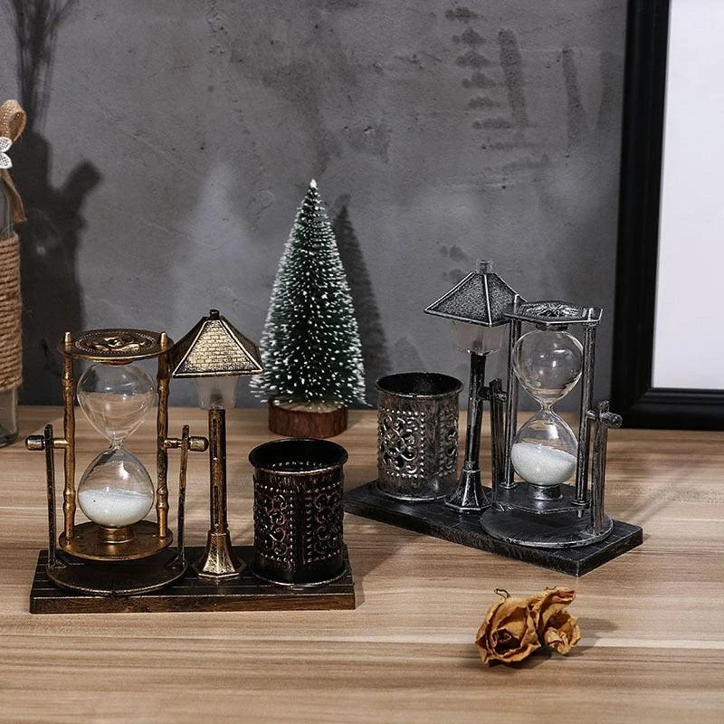 European Retro Hourglass Night Light Sandy Sculptures and Statues -