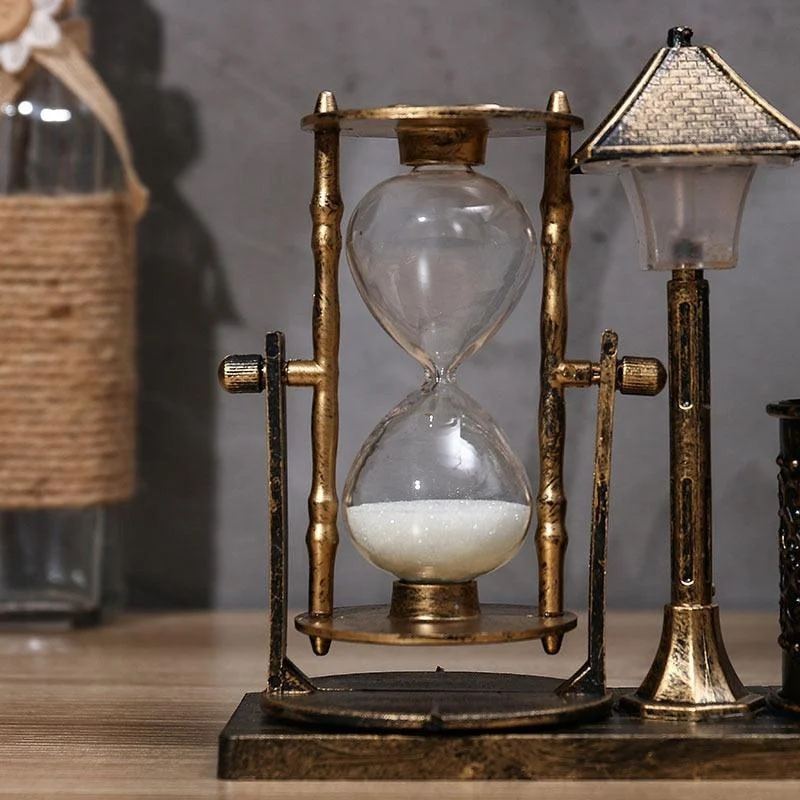 European Retro Hourglass Night Light Sandy Sculptures and Statues -