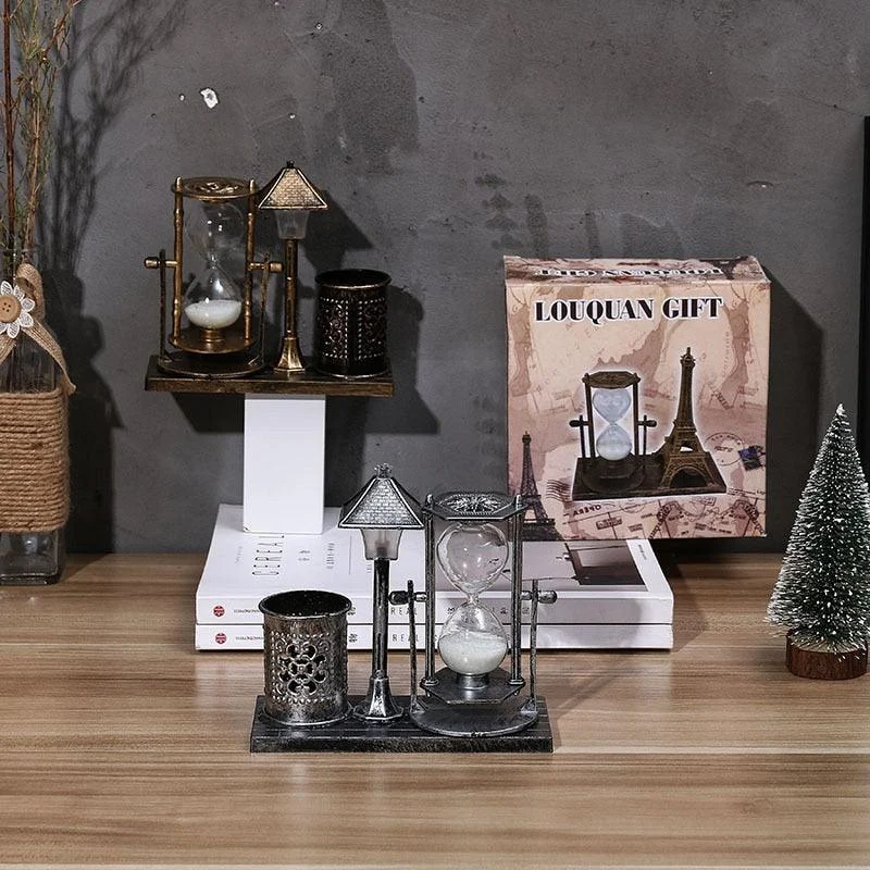 European Retro Hourglass Night Light Sandy Sculptures and Statues -