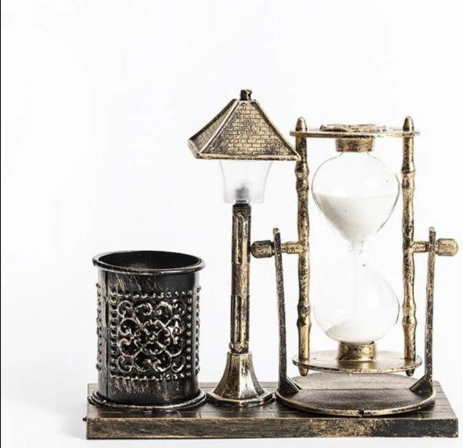 European Retro Hourglass Night Light Sandy Sculptures and Statues -