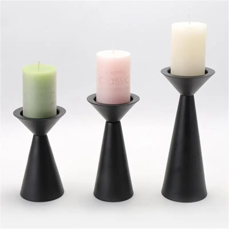European Style Black Matte Metal Candle Stand