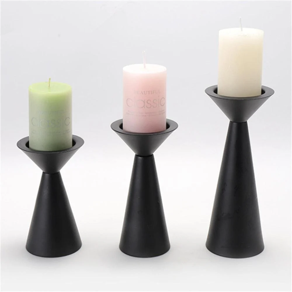 European Style Black Matte Metal Candle Stand -