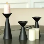 European Style Black Matte Metal Candle Stand