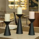 European Style Black Matte Metal Candle Stand
