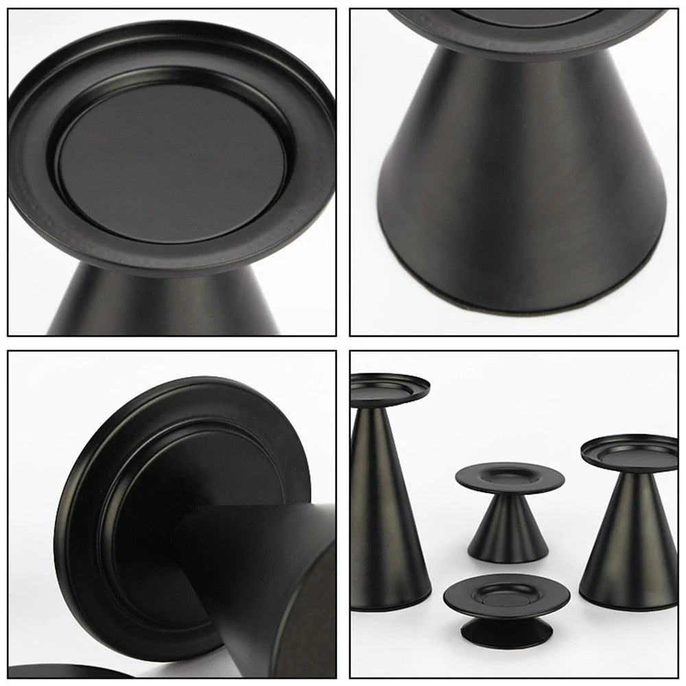 European Style Black Matte Metal Candle Stand -