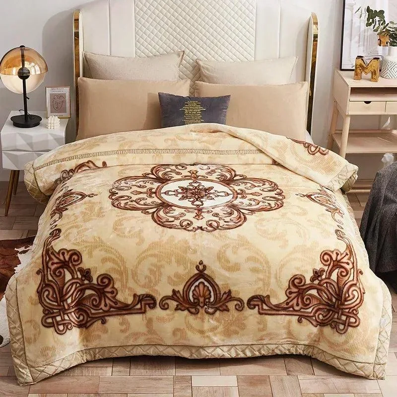 European Style Warm Raschel Blanket for Winter High End Soft Thicken Warmth Weighted Blanket Double Side -  - #tag1#