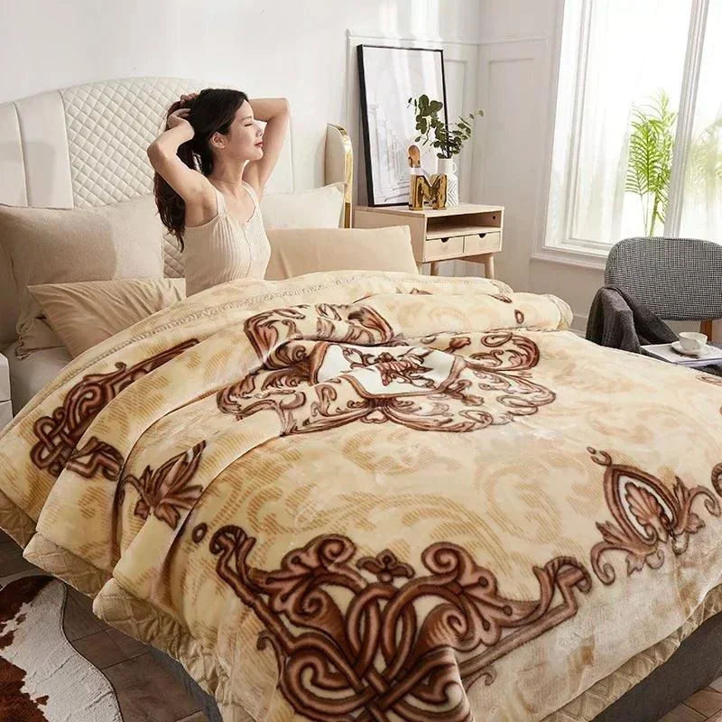 European Style Warm Raschel Blanket for Winter High End Soft Thicken Warmth Weighted Blanket Double Side -  - #tag1#