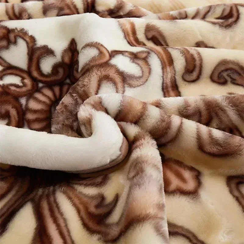 European Style Warm Raschel Blanket for Winter High End Soft Thicken Warmth Weighted Blanket Double Side -  - #tag1#