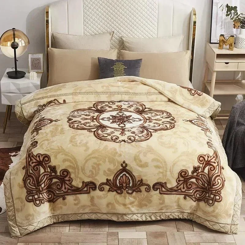 European Style Warm Raschel Blanket for Winter High End Soft Thicken Warmth Weighted Blanket Double Side -  - #tag1#