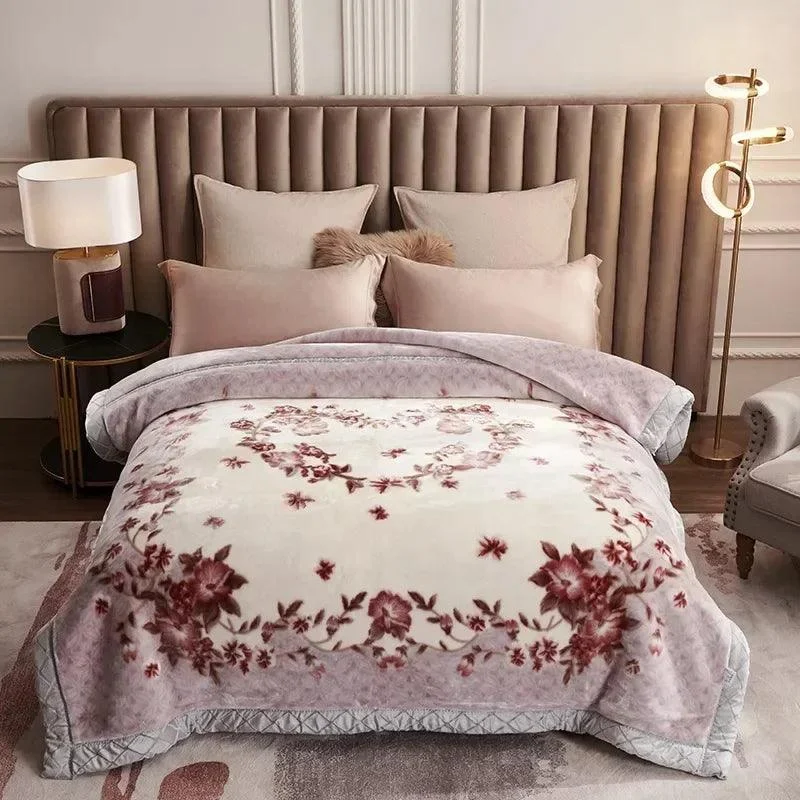European Style Warm Raschel Blanket for Winter High End Soft Thicken Warmth Weighted Blanket Double Side -  - #tag1#
