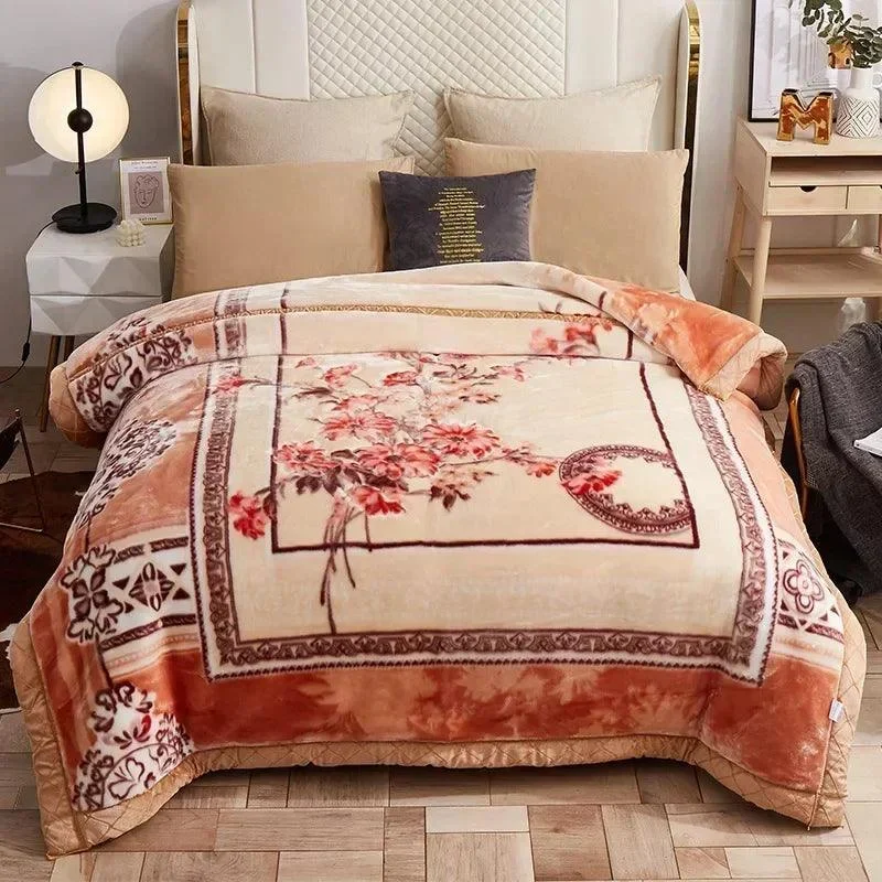 European Style Warm Raschel Blanket for Winter High End Soft Thicken Warmth Weighted Blanket Double Side -  - #tag1#