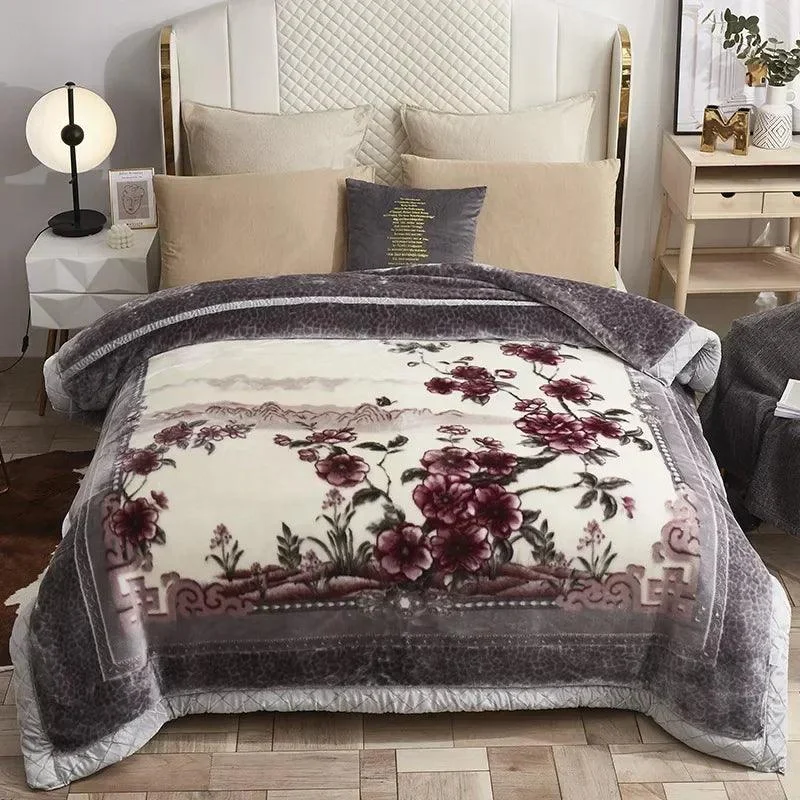 European Style Warm Raschel Blanket for Winter High End Soft Thicken Warmth Weighted Blanket Double Side -  - #tag1#