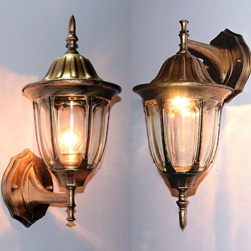 European vintage bronze aluminum courtyard waterproof outdoor wall sconce lamp -  - #tag1#