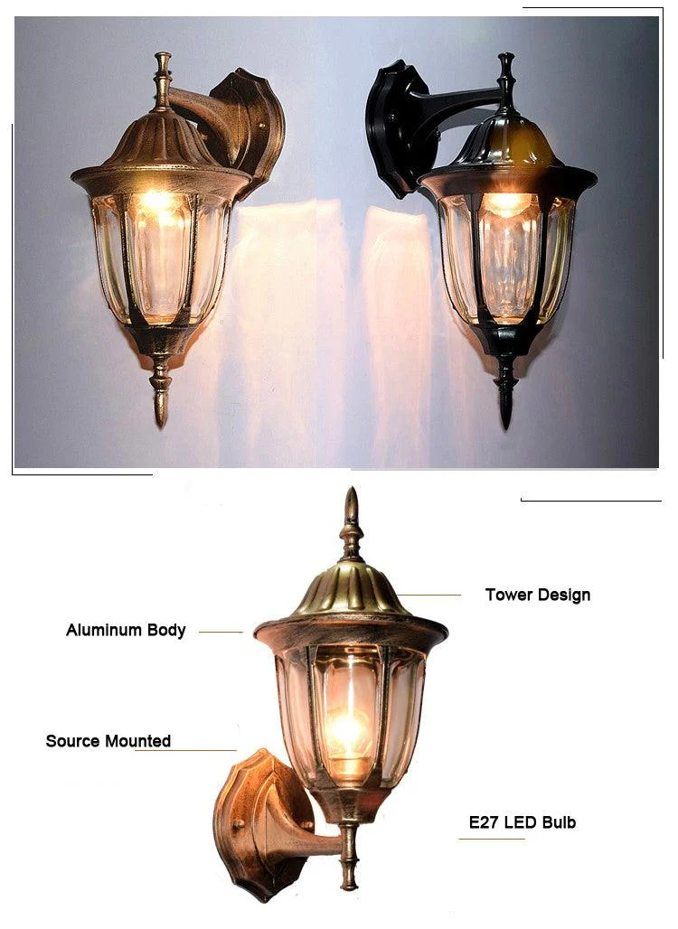 European vintage bronze aluminum courtyard waterproof outdoor wall sconce lamp -  - #tag1#